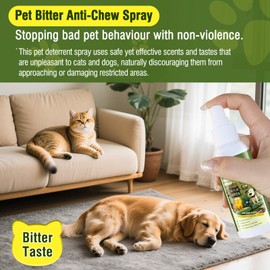 PAWSToyTechy 2PCS Anti-Chew Bitter Dog Spray, Stop Chewing and Licking, No Chew Spray for Dogs & Cats, Protect Furniture Shoes Belongings, Natural Pet Safe Formula, No Stain 3.38 fl oz (100 ml)