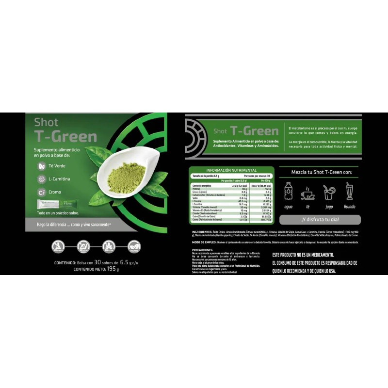 Suplemento Termogénico Té Verde Healthaddiction Shot T Green