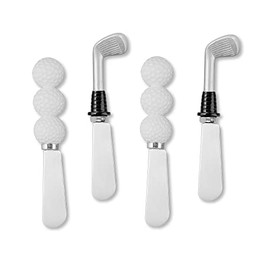 UPware 4-Piece Hand Painted Resin Handle with Stainless Steel Blade Cheese Spreader Butter Spreader knives (Golf)