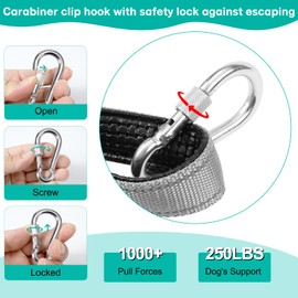 Long Leash Chew Proof, Tie Out Cable for Dogs 10/20/30/50 ft With Carabiner, Leads for Yard Medium Large Dogs, Padded Handle (Grey, 30Ft)