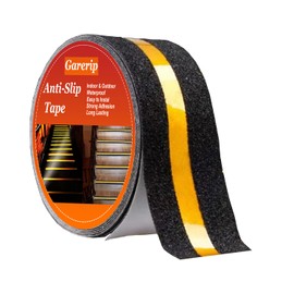 Anti Slip Traction Tape, Non-Slip Grip Adhesive Tape to Indoor or Outdoor Stair, Tubs, Boats, Safety Grip Tape Non Skid Roll for Stair Steps (#02Black with Reflective Stripe, 2 Inch x 35 Feet)