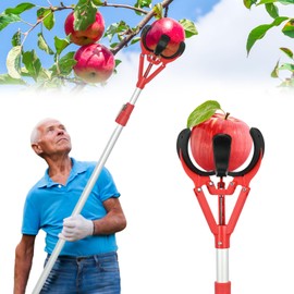 tonchean Fruit Picker, Adjustable 51-91'' Fruit Picker Pole Tool with Telescoping, Fruit Grabber Reacher Tool for Apple Lemon Orange Mango Avocado Fruit Tree Picking