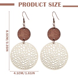 Ymapinc Bohemian Dangle Earrings for Women, Fashion Vintage Elegant Hippie Jewelry Fun Gift for Thanksgiving (Beige, PU Leather & Imitation Wood)