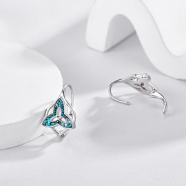 Turquoise Celtic Knot Earrings 925 Sterling Silver Knot Leverback Earrings Mother's Day Jewellery for Women Mothers, Sterling Silver, No Gemstone