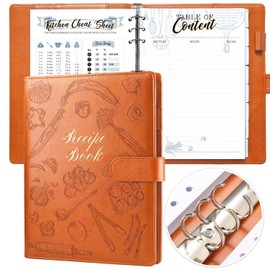 molekaus Recipe Book ，Blank Recipe Book to Write in Your Own Recipes，Recipe Notebook for Family Cooking， Removable Hardcover 7" x 10"Recipe Journal with 160 Pages - Brown