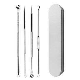 4 Pieces Stainless Steel Acne Needles, Blackhead Remover Tools Pimple Popper Tool Kit Comedone Extractor with Metal Case for Quick and Easy Removal of Pimples, Blackheads, Zit Removing