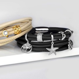 CHAMOON® Charms 925 Sterling Silver Jewellery Pendant Women's Leather Bracelets Charms Sit Non-Slip on the Bracelet Rhodium Plating Protects Against Discolouration and Provides Great Shine, Sterling