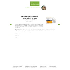 Sanct Bernhard Q10 Royal Jelly Cream with Vitamin E, Coenzyme Q10, Royal Jelly, Jojoba Oil, Honey 100 ml