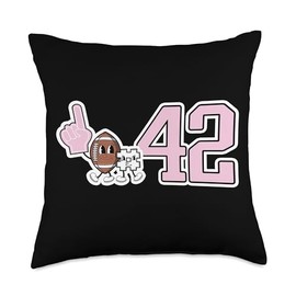 Retro Football Player Apparel Retro Pink Foam Finger Football Player #42 Throw Pillow, 18x18, Multicolor