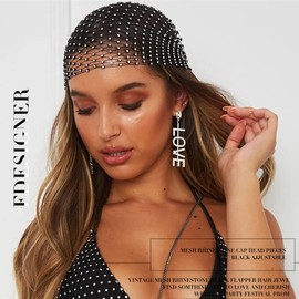 Fdesigner Cadena de malla vintage negra única para la cabeza