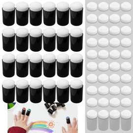 Daily Treasures Finger Sponge Daubers, 24Pcs Finger Painting Sponge with 40Pcs Sponge for Replacing, Arts and Craft Painting Projects Daubers for Stamping, Drawing, Ink, Card Making