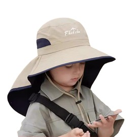 SLINX XM09 Baby Hat, Kids Sun Shade, Safari Hat, Wide Brim, Sun Protection Hat, Girls, Boys, Babies, UV Protection, Quick Drying, Mesh, Chin Strap, UV Protection, Flap Cap Hat, Spring and Summer,