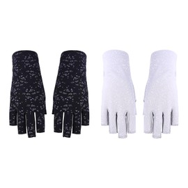 2Pairs Golf Sun Gloves for Women UV Protection Fingerless Sunscreen Driving Glove Summer Cooling Sun Block Half Finger Mitten