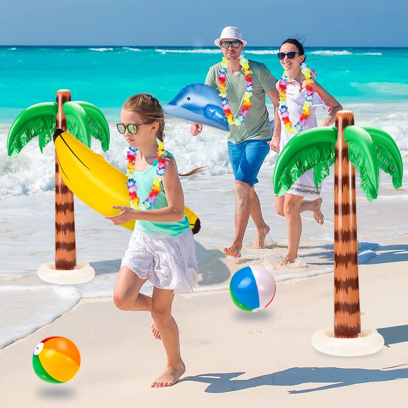 Whaline 31pcs Hawaiian Party Toys Set Inflatable Flamingo Palm Trees
