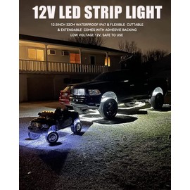 Keiurot Keiurot 12V Led Light Strip 32CM Waterproof White Led Strip Lights for Cars Motorcycles Golf Cart Interior & Exterior Marine Boat 12V 5050 18SMD,Pack of 4