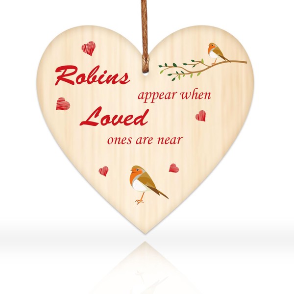 Robins Appear When Loved Ones Are Near, Christmas Ornaments Wooden