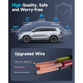 SrixTek Dash Cam Hardwire Kit with 8pcs Full Set Circuit Fuses Tap 11.5-Foot Acc Hardwire Kit Fuse Type-C USB Port Supports Low Voltag Protection Dash Camera 24-Hour Parking Monitoring