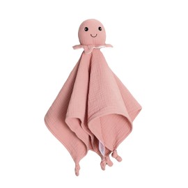 okdiy Organic Cotton Muslin Loveys for Babies,Security Blankets for Baby Lovey,Unisex Baby Essentials Neutral,Baby Registry Search,Newborn Baby Gifts for Boys and Girls (Octopus Pink)