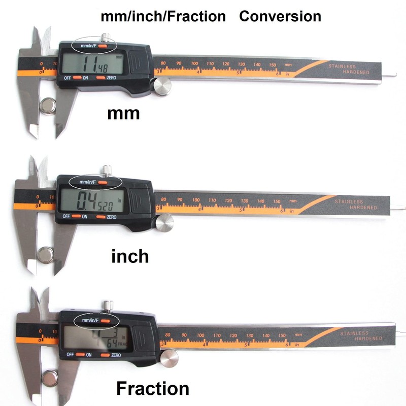Auto-Off Inch/Millimeter/Fraction 6 inch Digital caliper Measuring Tool Micrometer Stainless