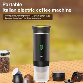 Decdeal Cordless Coffee Machine for Car Home Travel 3 in 1 Electric Coffee Maker Work With Capsule and Ground Coffee 15Bar Mini Cold Brew and Heating Coffee Maker with 150ml Cup