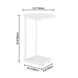 HDANI C Table End Table,Couch Table That Slide Under,Sofa Side Table in Living Room,White