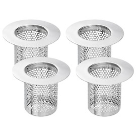 sourcing map 4 Pack Shower Drain Strainer, 2" x 2.6" 304 Stainless Steel Floor Drain Strainer Deep Sink Hair Catcher for Kitchen Bathroom Balcony Floor Drain, Fit Hole Size from 1.5" to 2.6"