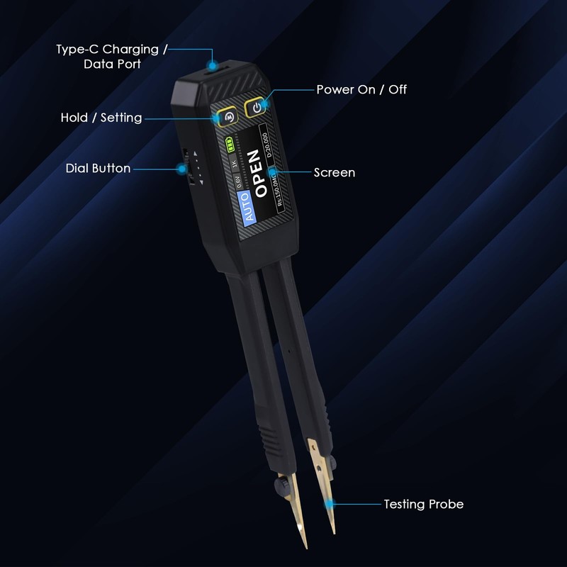 10kHz LCR Meter Tweezer, ESR Meter, Mini SMD Multimeter, Capacitance