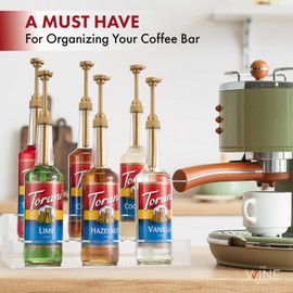 The Wine Savant Acrylic Bottle Holder, Coffee Syrup Rack Display Case | 2-Tiered 6 Bottle | Wine Bar Bottle Rack, Clear Shelf Rack, Countertop, Fridge Pantry Storage Organizer - Wine, Soda, Liquor