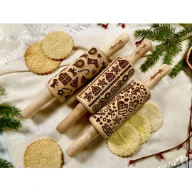 Christmas Fun Set of 3 Children's Rolling Pins for Homemade Pastries Christmas Rolling Pin Engraved Rolling Pin with Pattern Engraved Rolling Pin