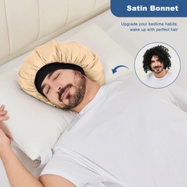 3Pcs Satin Bonnets for Women Men, Hair Bonnet for Sleeping With Soft Elastic Band, Silk Sleep Bonnet for Curly Hair Braids(Color 08)