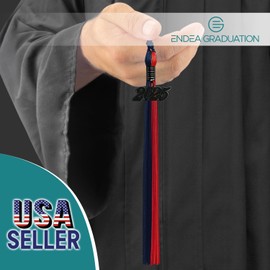 Endea Graduation Double Color Tassel with Black Date Drop (Navy Blue/Red, 2025)