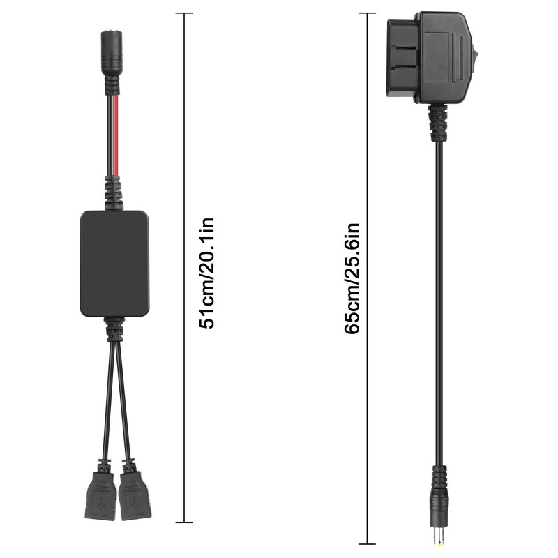 XMSJSIY OBD OBD2 to USB Power Cable 12V 24V 36V