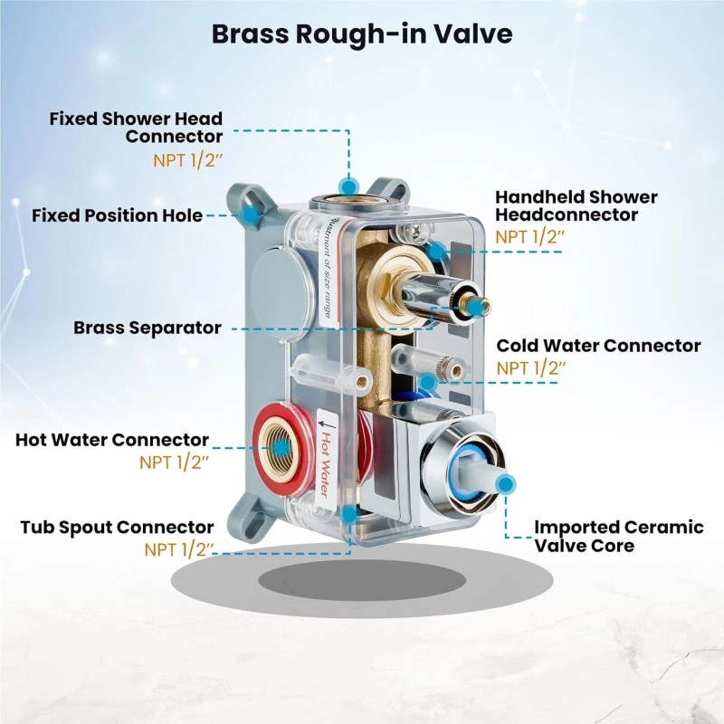 Senlesen Chrome Shower Faucet Set 12" Rainfall Head Combo Kit