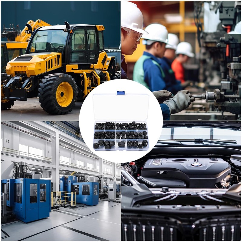 165 Piece Cap Nuts High Shape Set, Black Nylon Hexagonal