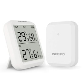 Inkbird ITH-20R Thermometer, Digital Thermometer/Hygrometer, Indoor/Outdoor Wireless Hygrometer, High Accuracy, Large LCD Screen, 1 Sensor, Maximum and Lowest Temperature and Humidity Display, Can be