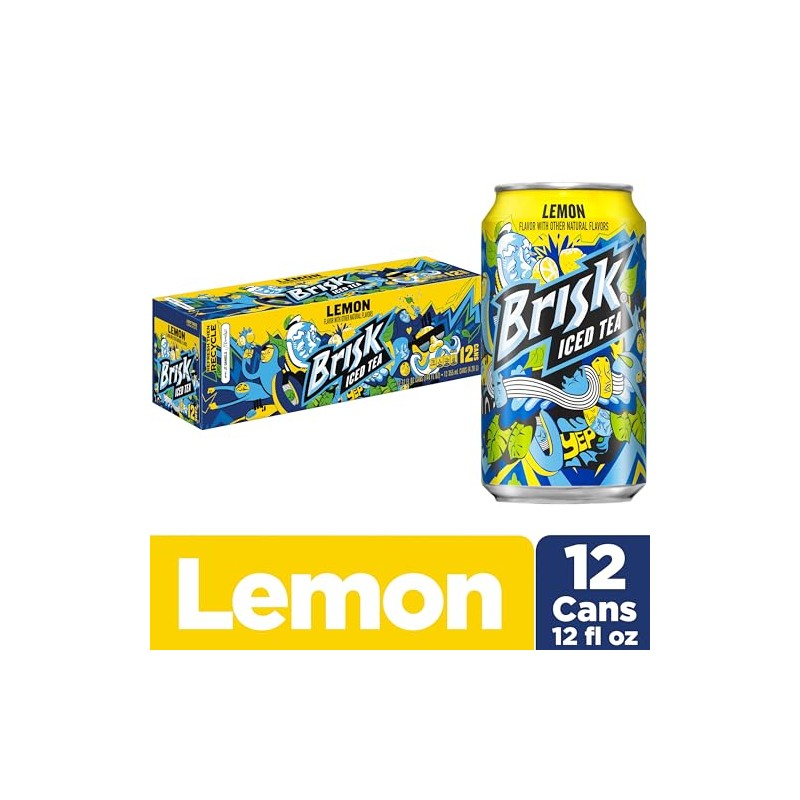 Brisk Lemon Iced Tea, 12 Fl Oz Cans (Pack of