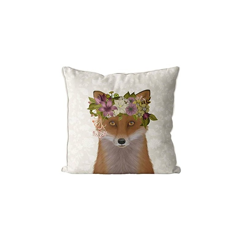 Kelly Stevens-McLaughlan, Bohemian Fox on Cream Cushion / Pillow Cover,