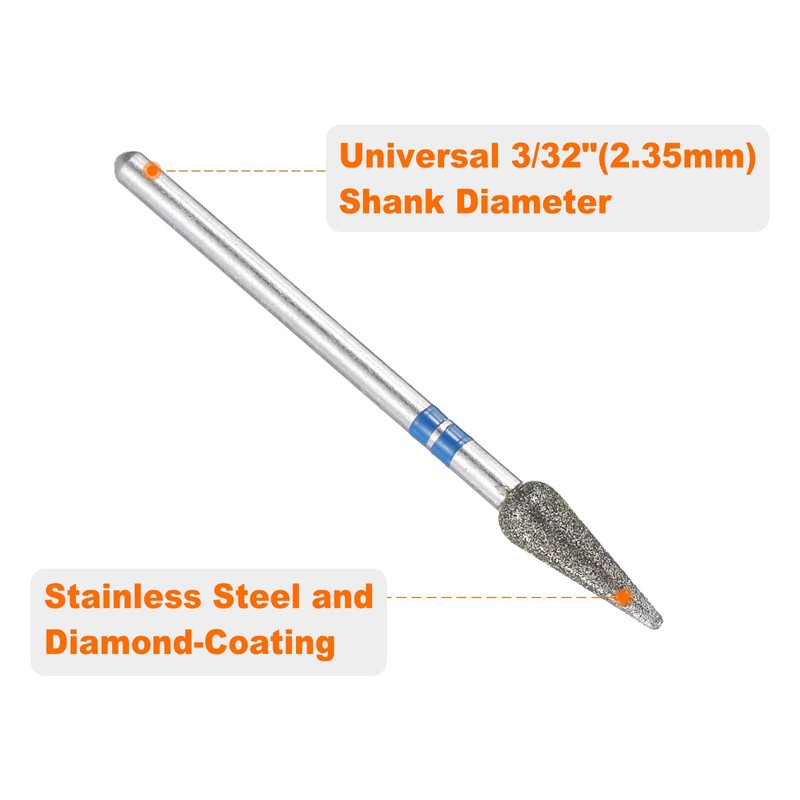 HARFINGTON 120-140 Grits Diamond Grinding Bit 4.2mm Bullet-Head 2.35mm Shank