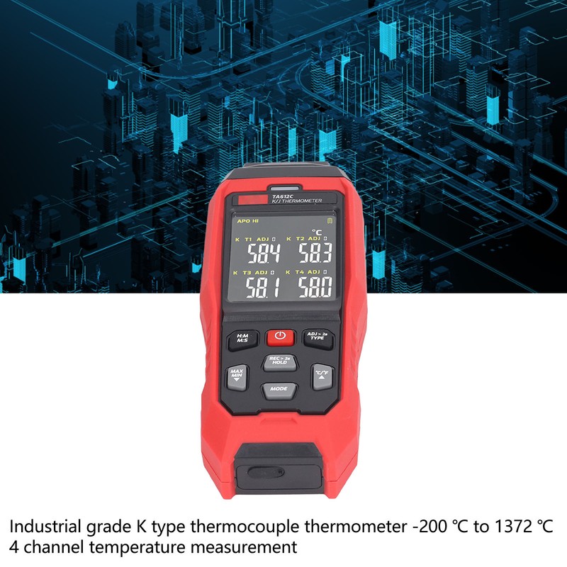 K Type Thermocouple Thermometer 4 Channel Accurate Measurement Digital Contact