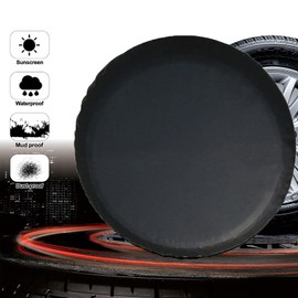 Geloo 13 Inch Black Spare Wheel Cover, Universal Soft Leather Tyre Cover, Waterproof, Dustproof for Diameter 55 cm - 58 cm/22-23