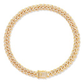 WimuPath Gold-Plated Diamond Dog Collar - Cuban Style Metal Chain with Secure Buckle, Luxury Durable Collar for Small/Medium/Large Dogs & Puppies