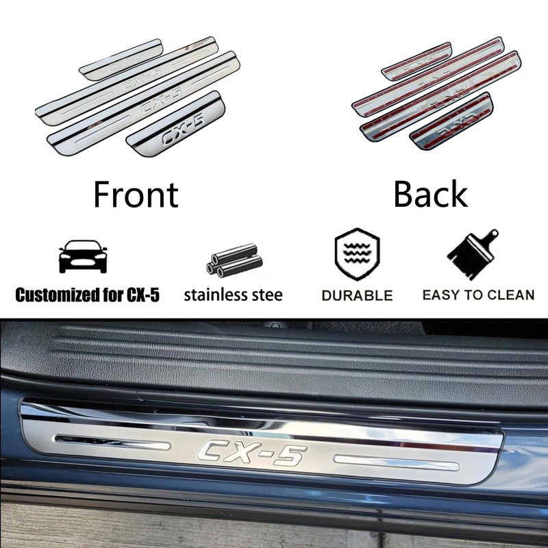 GZBFTDH Chrome Door Sill Protector for Mazda CX5 CX-5 2024