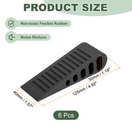 sourcing map 6 Pcs Door Stoppers for Bottom of Door, 30mm/1.18 Inch Door Stops, Rubber Door Stopper Wedge Anti Slip, Window Stopper Door Stackable, Black