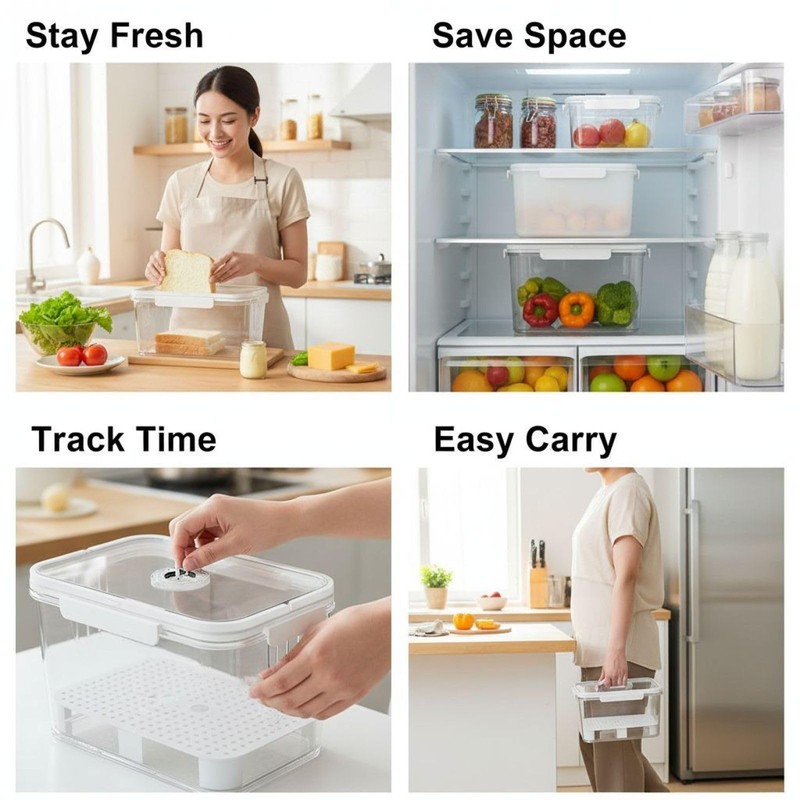 Toyosport 2 Pcs Airtight Bread Box, Bread Storage Container, Bread