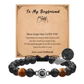 GBTBYS Boyfriend Bracelet, Gifts for Boyfriend from Girlfriend, 100 Language I Love You Gifts for Men, Fathers Day Anniversary Birthday Gifts for Him