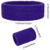 ASTER 6Pieces Purple Sweatband Set, Sports Headband Wristband Set, Including