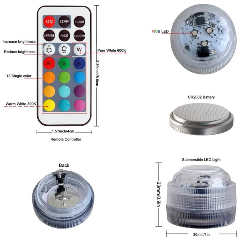 Mini Underwater LED Light with Remote Control, Underwater Light, LED