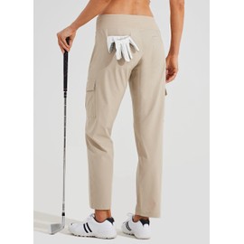 Willit Women's Golf Pants Athletic Quick Dry Pants Lightweight Cargo Travel Pants with Pockets Water Resistant Khaki 10