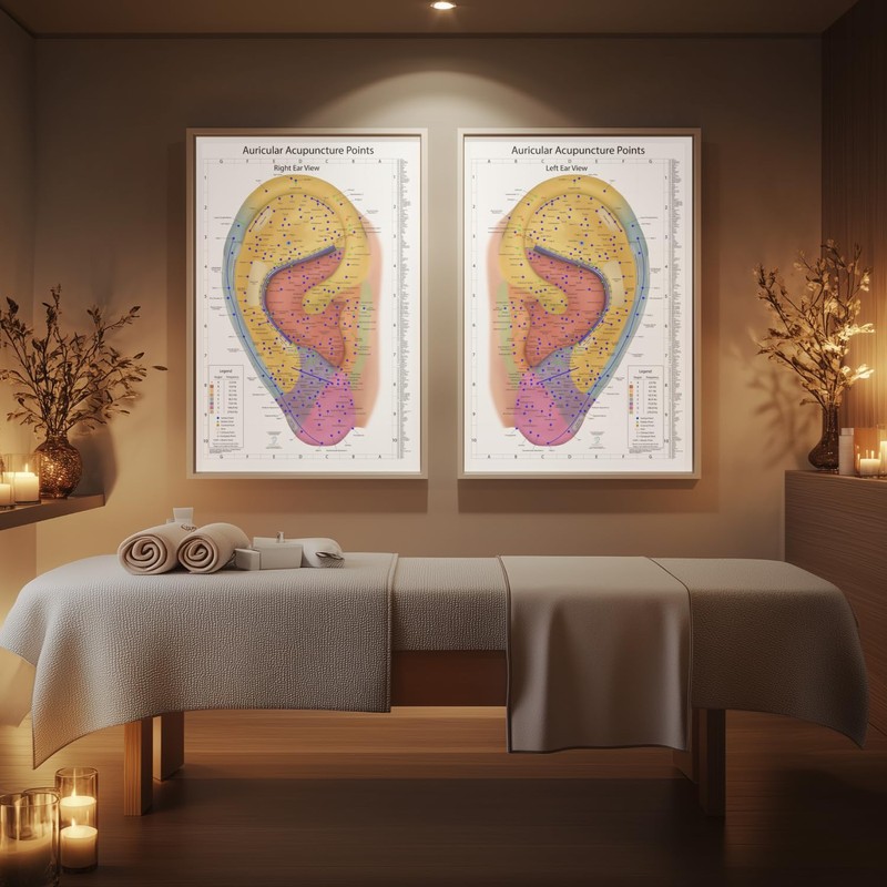 Comprehensive Auriculotherapy Wall Chart - 2025 Edition | 240+ Points,