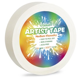 ETNRHP White Art Tape Medium Tack Artist Masking Tape Paper Acid Free Tape Watercolor Painters Tape Artists Tape for Drafting Art Watercolor Painting Canvas Framing, 1 inch Wide 165FT Long